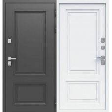 Дверь входная LUXOR ТЕРМО 10 Муар черный - Эмалит белый с терморазрывом